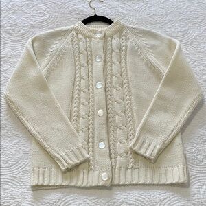 Vintage Ivory Cable Knit Cardigan Sweater